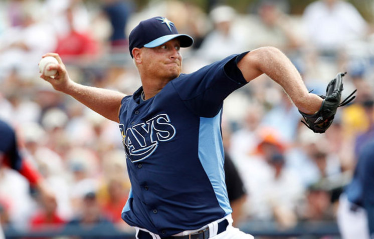 Alex Cobb wasn't particulalry sharp over his two innings, throwing 38 pitches, with a noticeable lack of command, though he felt fine. (Photo courtesy of James Borchuck/Tampa Bay Times)