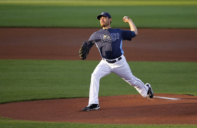 LHP Matt Moore pitching in Monday Night's game against the Pirates. (Photo courtesy of the Tampa Bay Times)