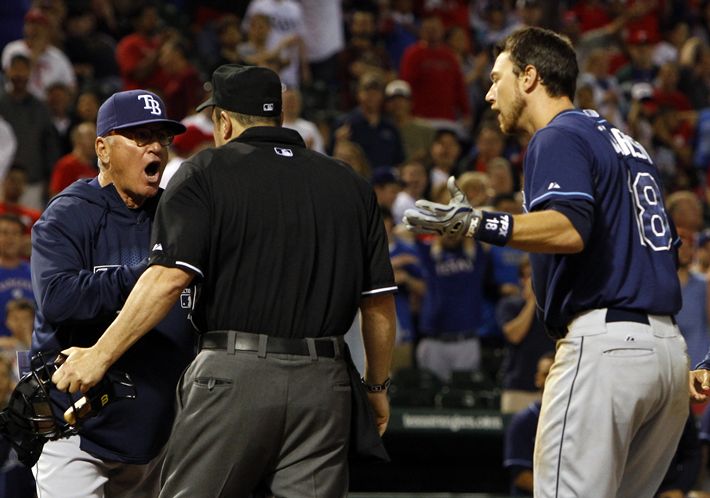 Well, at least this guy isn't behind the plate tonight. (Photo courtesy of the Tampa Bay Times)