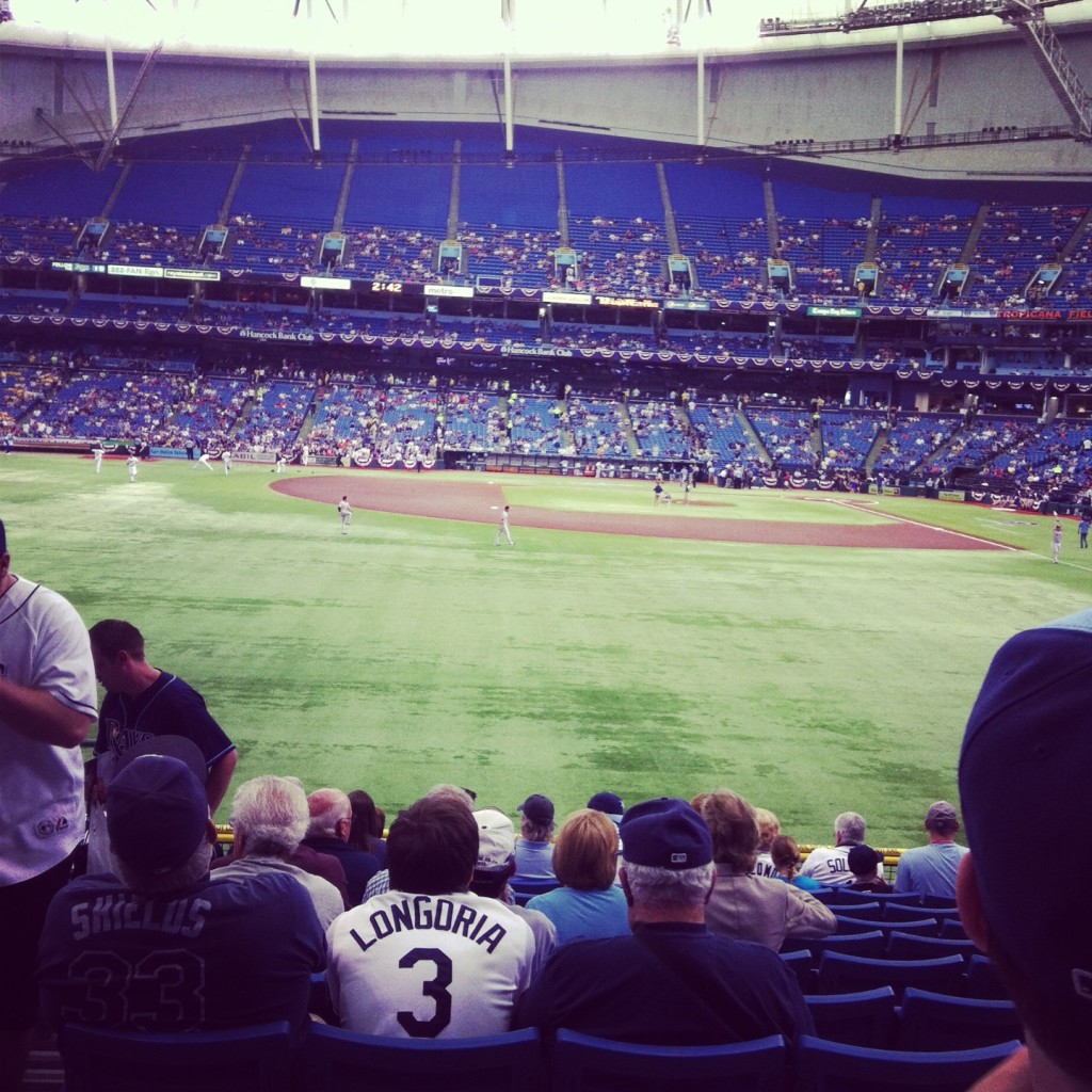 The Trop as seen from the left field seats prior to the ceremonial first pitch on Opening Day (Photo courtesy of X-Rays Spex)