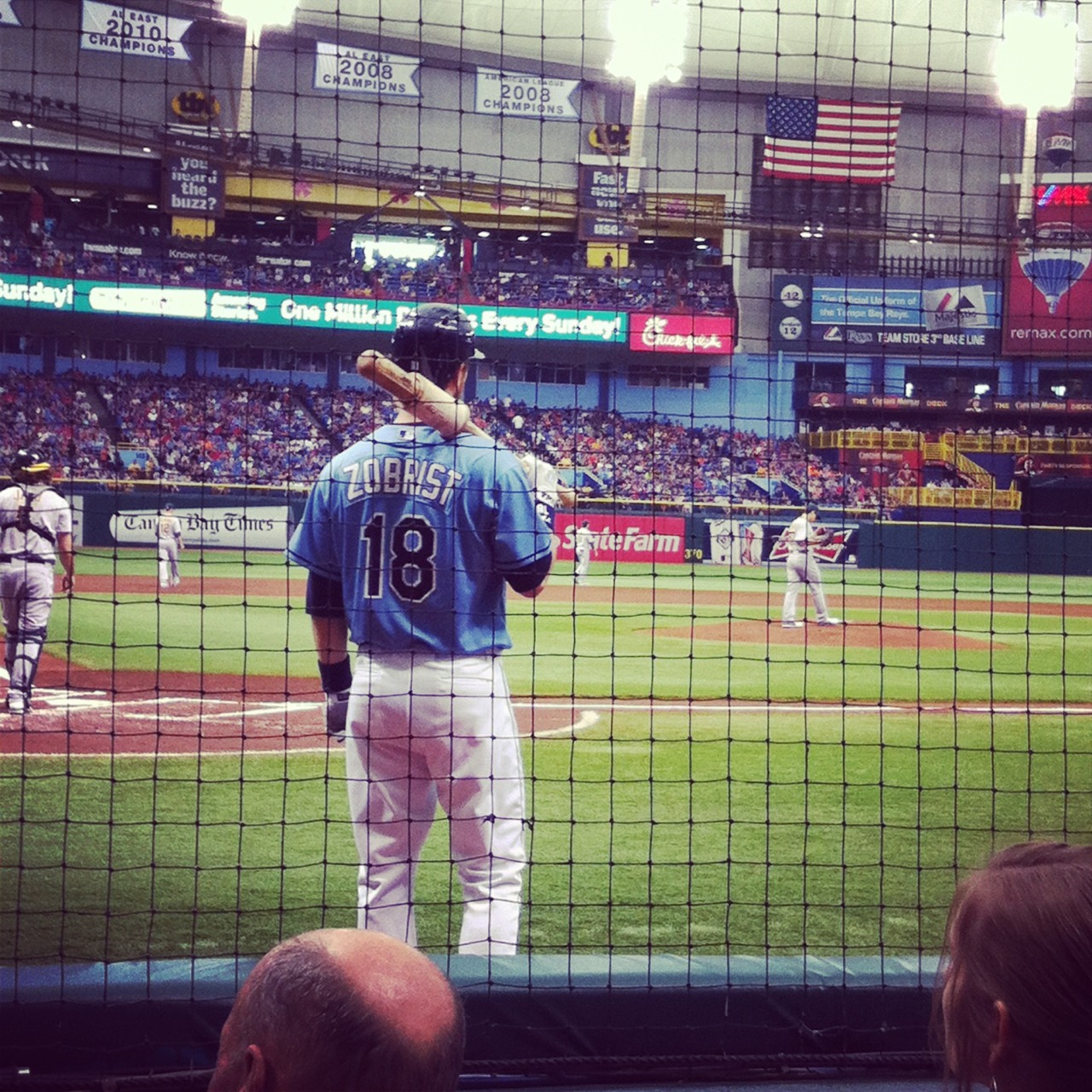 Ben Zobrist in the on-deck circle at Tropicana Field Sunday.