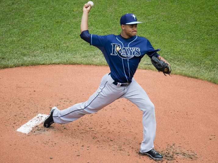 Chris Archer pitches during the second inning at Progressive Field. (Photo by Jason Miller/Getty Images)