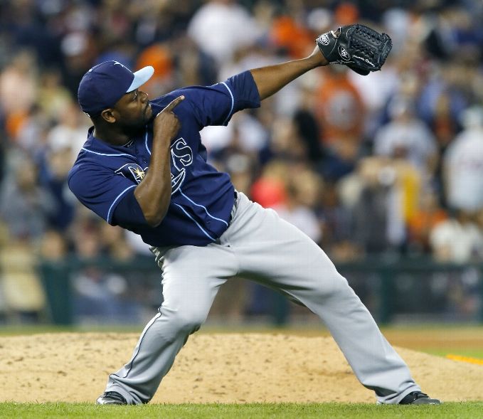 Fernando Rodney celebrates after recording his 12th save of the year in a 3-0 win over the Detroit Tigers. (Photo by Duane Burleson/Getty Images)