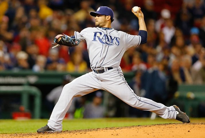 Alex Torres pitches against the Boston Red Sox. (Photo by Jared Wickerham/Getty Images)