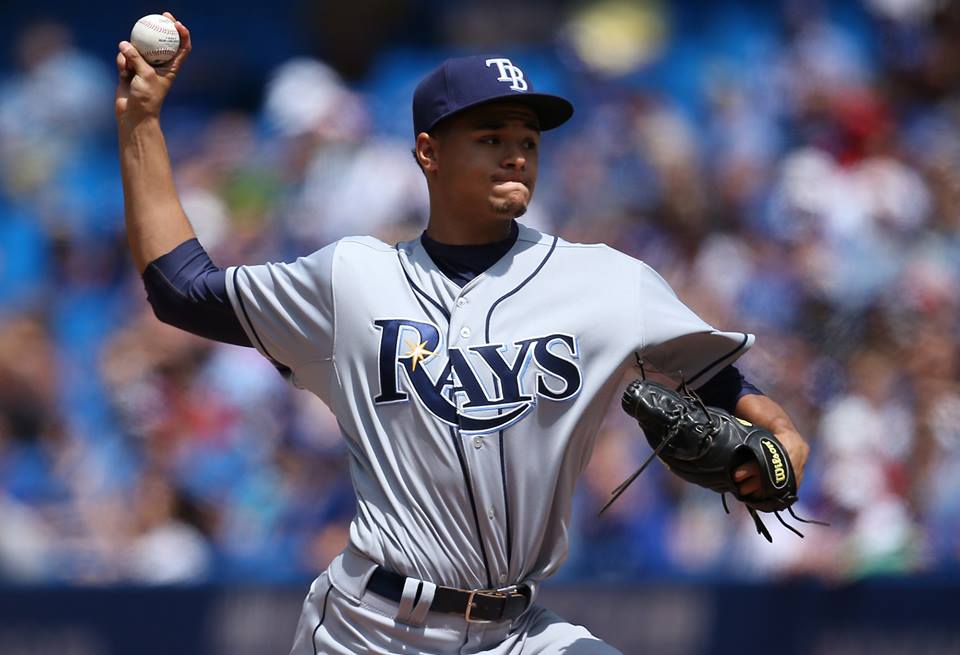 Chris Archer tosses seven innings, allowing one run on five hits and four walks while striking out one against the Blue Jays. (Photo courtesy of the Tampa Bay Rays)