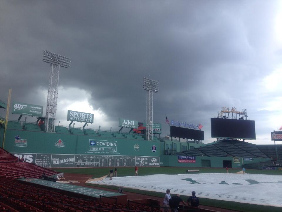 Storm clouds over Fenway. (Photo courtesy of Roger Mooney)