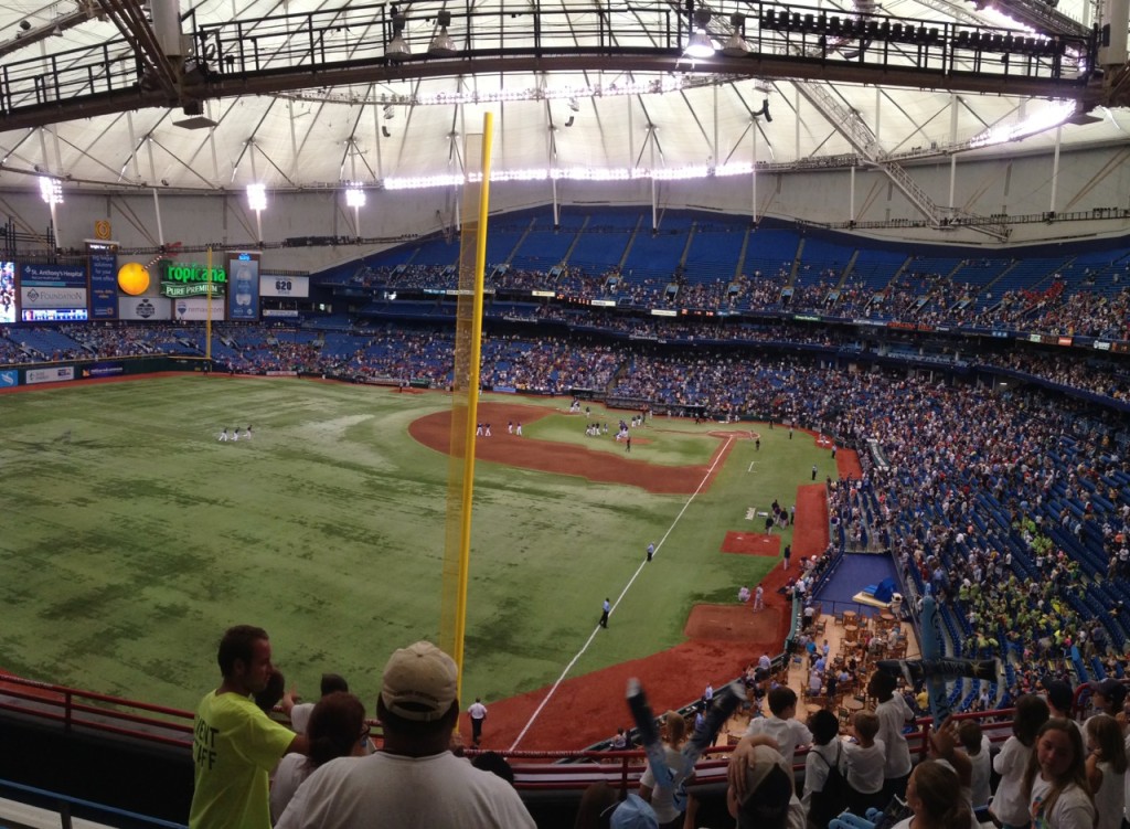 The scene at the Trop after the Rays finished off the Twins Thursday, at Tropicana Field. (Photo courtesy of X-Rays Spex)