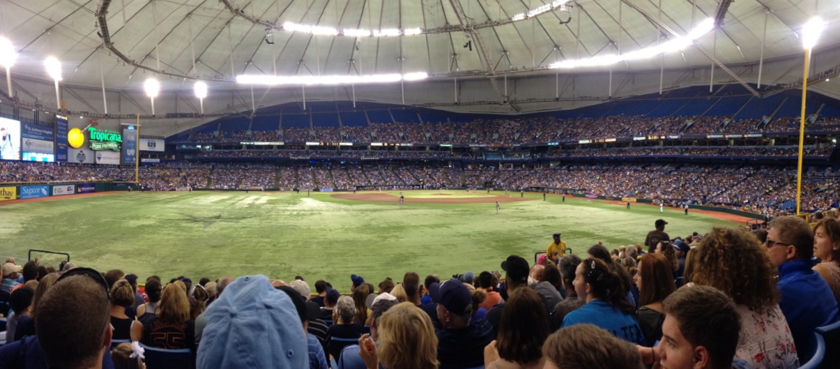 An impressive crowd of 31,969 showed up to the Trop Saturday, to watch the Rays take the second game of a three-game set against the Giants by a score of 2-1.