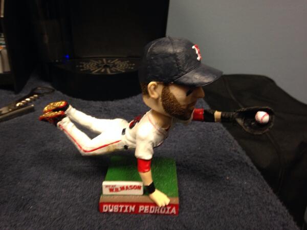 The coveted Pedroia bobble head. Look how much space it's taking up!