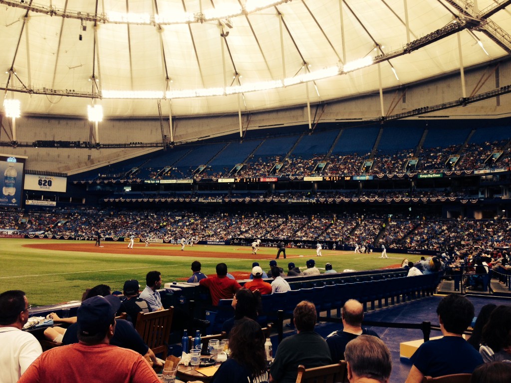 Runners on first and second in the fifth inning Sunday, at Tropicana Field. (Photo courtesy of staff contributor Jacob Del Campo/X-Rays Spex)