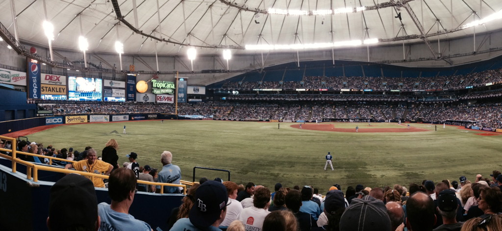 A panoramic shot of the Trop while Evan Longoria picked up the Rays second walk of the day, in the third inning.