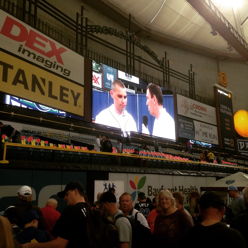 Manager Kevin Cash on the big screen at the Trop. (Photo credit Anthony Ateek/X-Rays Spex)