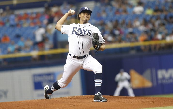 Chris Archer pitches during the first inning of a game against the Detroit Tigers on July 29, 2015. (Photo Credit: Brian Blanco/Getty Images)