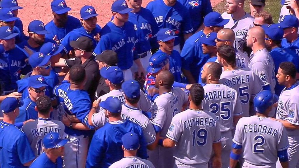 The benches cleared the last time the Royals and Blue Jays met in the regular season. (Photo Credit: MLB.com)