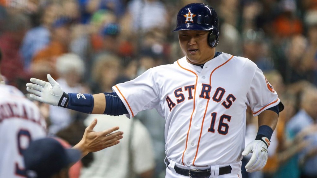 Hank Conger was acquired from the Houston Astros for cash considerations Wednesday night. (Photo Credit: Fox Sports)