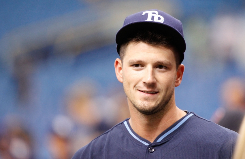 Drew Smyly talks with media before a game in 2014. (Photo Credit: Kim Klement/USA Today Sports)