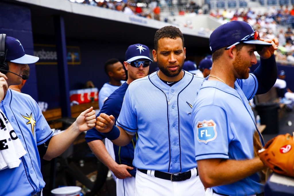 James Loney just prior to being told he will be either traded or released. (Photo Credit: Will Vragovic/Tampa Bay Times)