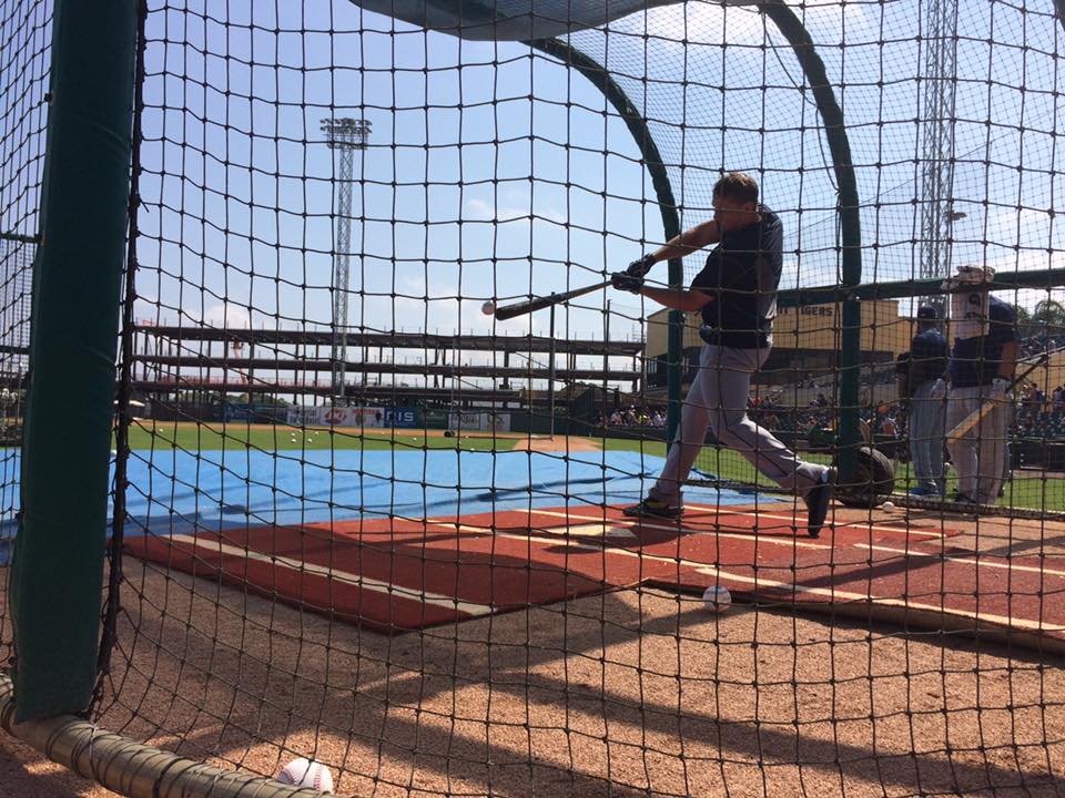1B/DH Logan Morrison takes batting practice in Lakeland on Friday. (Photo Credit: Tampa bay Rays)