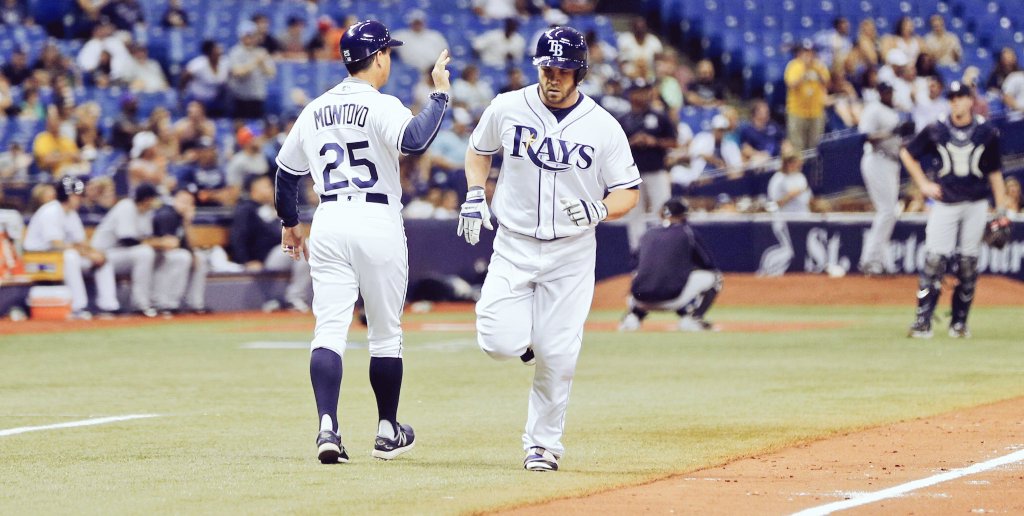 Steve Pearce worked a 10-pitch at-bat before giving the Rays their only run of the game on a solo shot into the left-center seats. (Photo Credit: Tampa Bay Rays)
