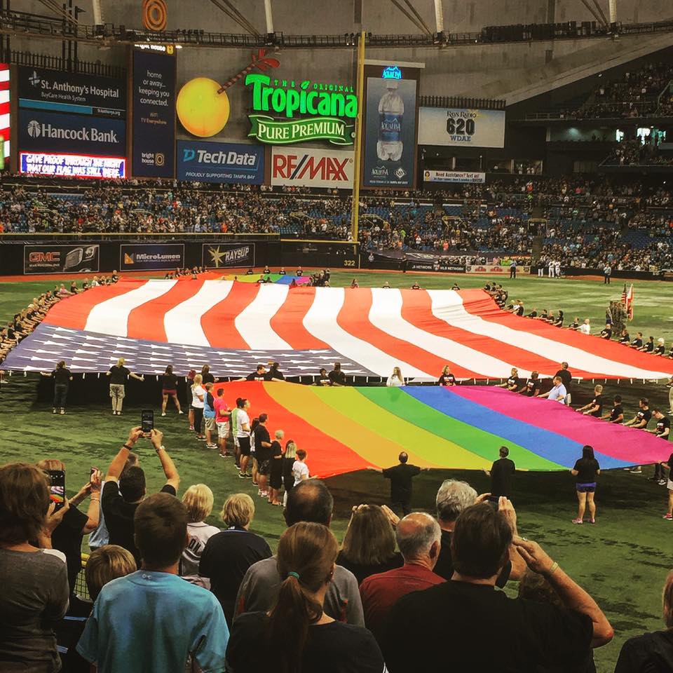 The Tampa Bay Rays celebrated unity and inclusion at Tropicana Field on Friday. (Photo Credit: Anthony Ateek/X-Rays Spex)