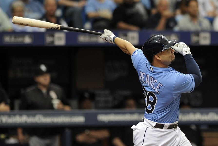 Steve Pearce (pictured) is one of the Rays who's drawn trade interest and speculation leading up to the August 1 trade deadline. (Photo Credit: )