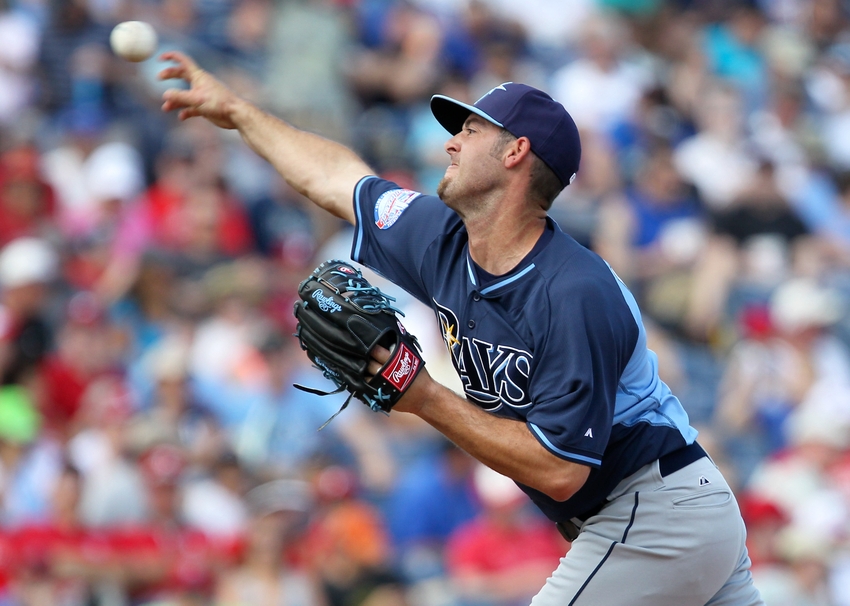 Mar 13, 2015; Clearwater, FL, USA; Tampa Bay Rays starting pitcher Dylan Floro (74) throws a pitch during a spring training baseball game between the Tampa Bay Rays and Philadelphia Phillies at Bright House Field. (Photo Credit: Reinhold Matay-USA Today Sports)